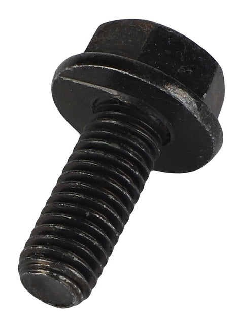 A black AGCO Hexagon Flange Bolt (Acw0775830) with a threaded shaft and a built-in washer is shown on a white background.