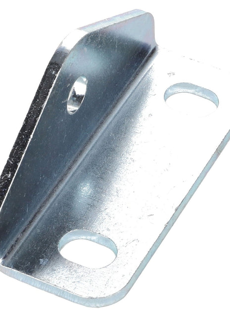 The AGCO Pivot Bracket - Acx2736690 is a metal right-angle bracket featuring three holes for versatile mounting solutions.