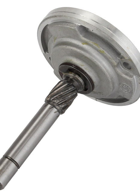 The AGCO Kit, Axle - 6210148M91 features a meticulously designed cylindrical shaft and circular base, along with a precision-engineered spiral gear section near the base.