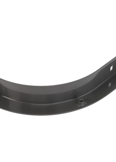 The AGCO | Angle - Acx2318450 is a curved, black metal bracket featuring four mounting holes and a small rectangular cutout. No additional product description information is available at this time.