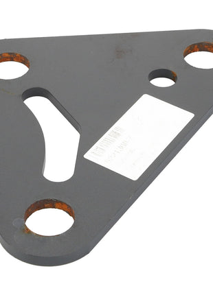 Product Name: AGCO | LINK - AL5221368
Brand Name: AGCO

Description:
A triangular metal plate with three large circular holes and one smaller hole, featuring a central curved slot. Rust is visible around the edges of the holes. No additional product description information is currently available to provide further details.