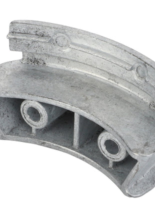 The AGCO Tool - Acp0025330 by AGCO is a curved metal bracket featuring two cylindrical holes and a notched edge, perfect for secure mounting and efficient alignment.