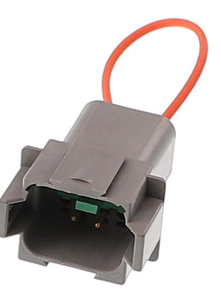 The AGCO Plug - Acp0243640 electrical connector, branded by AGCO, features a short, orange looped wire attached at the back. No current product description available.