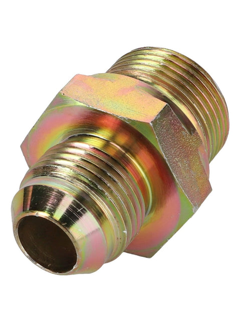 The AGCO | ADAPTER - AL5027500 is a metal hydraulic hose fitting with male thread ends and a hexagonal middle section. No additional product description information is available at this time.