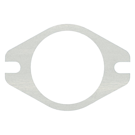 The AGCO Molded Seal, Pump - 816940010010, known for its high performance and durability, features a flat metal construction with a large central circular hole and two side cutouts for alignment or fastening, making it ideal for piston pump installations.