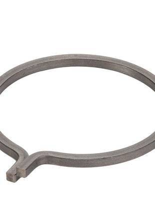 The AGCO | LOCK WASHER - F716300020650 is a metallic circular clamp featuring a small breakout section at the bottom. Currently, there is no additional product description information available.