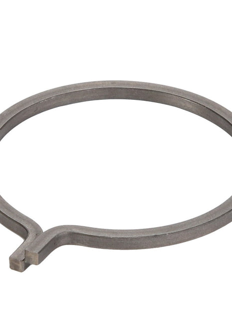 The AGCO | LOCK WASHER - F716300020650 is a metallic circular clamp featuring a small breakout section at the bottom. Currently, there is no additional product description information available.