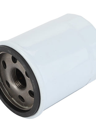 The AGCO | OIL FILTER - 0.010.3884.0 is a cylindrical, white oil filter featuring a threaded hole and multiple small holes on one end, designed for use in automotive engines. For any questions regarding ordering or installation, please contact our support team.