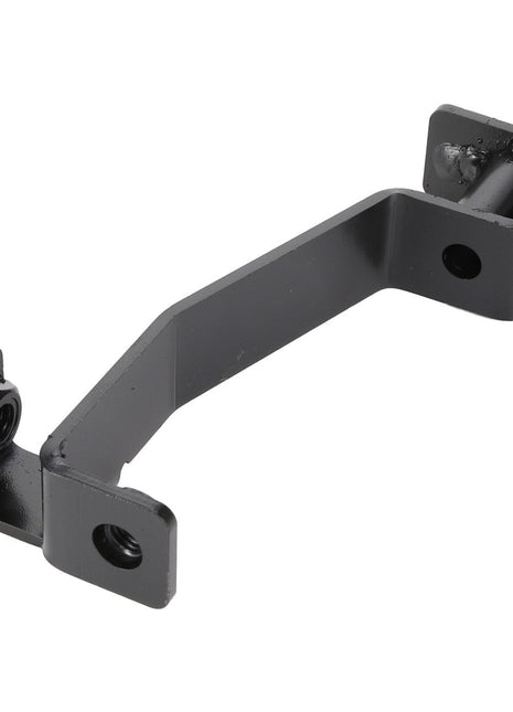 The AGCO Bracket - Acw030463C features a black metal design with an angular shape and three mounting holes, crafted for versatile use.