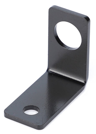 The AGCO Bracket - Acw1434130 is a black L-shaped metal bracket featuring a large circular hole on the vertical side and a smaller hole on the horizontal side. Unfortunately, no detailed product description information is currently available.