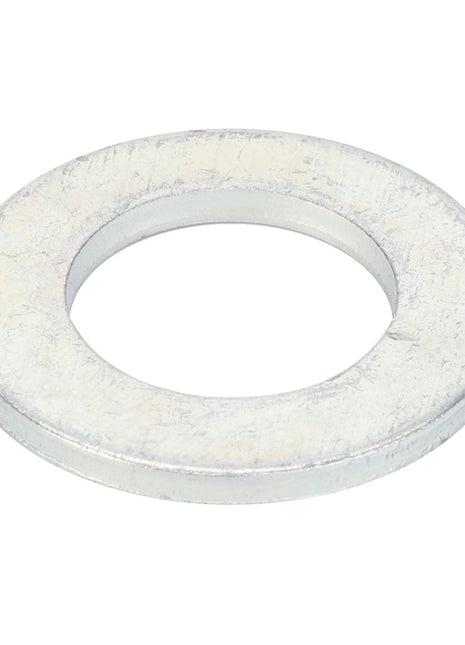 A flat, circular metal washer with a central hole, viewed from an angle. Currently, there is no detailed description available for the AGCO Flat Washer - Va023081 product.