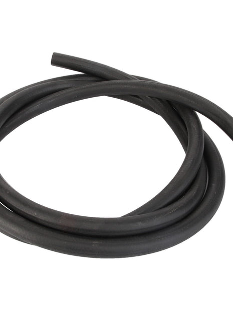 The AGCO | FUEL HOSE - D28784144 is a black rubber coiled hose with one end pointing outwards, available from the brand AGCO, currently with no product description information available.