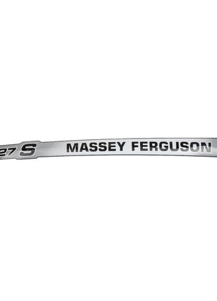 A sleek silver and black decal proudly displaying the text "8727 S Massey Ferguson," perfect for adding a touch of style and personalization to your items, brought to you by AGCO – the Left Hand Decal, model Acw3729600.
