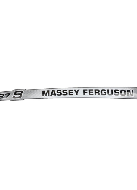 A sleek silver and black decal proudly displaying the text "8727 S Massey Ferguson," perfect for adding a touch of style and personalization to your items, brought to you by AGCO – the Left Hand Decal, model Acw3729600.