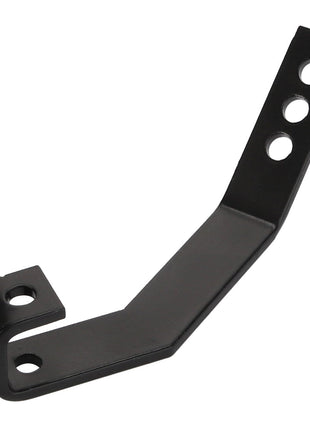 A black, metal mounting bracket with a right-angled bend and three circular holes on its extended arm, known as the AGCO | LEVER - D28981702 by AGCO. No current product description information is available for further details.