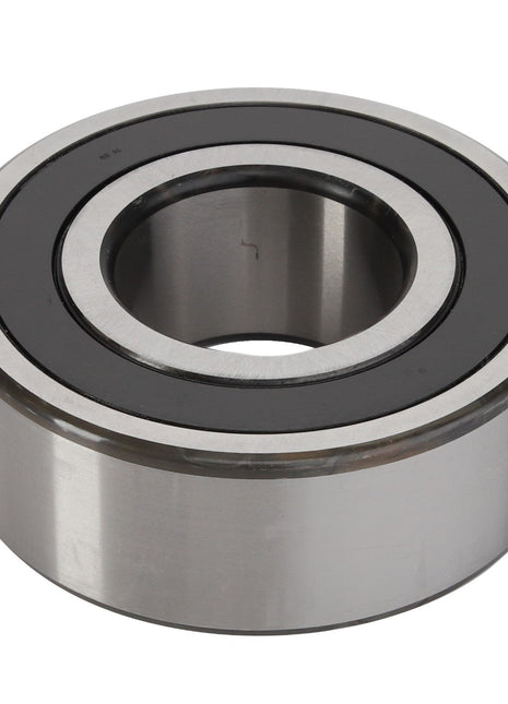 Introducing the AGCO Bearing - La28044190: This cylindrical, silver metal ball bearing from AGCO features an inner and outer ring, with the inner ring having a smaller diameter hole.