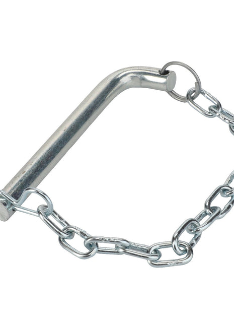 Introducing the AGCO | Pin And Chain - Acw4656430 by AGCO, a durable metal hitch pin featuring an attached safety chain for added security.