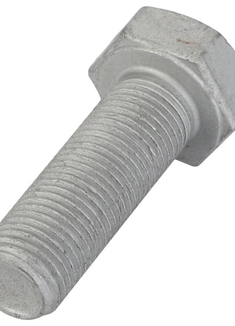 A close-up view of the AGCO | Hexagonal Head Bolt - Acw4949630, showcasing its threaded shank, positioned diagonally against a plain white backdrop.