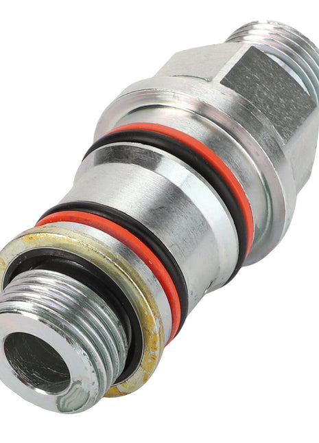 The AGCO Adapter - Acp0298110, featuring a metallic threaded connector with durable rubber O-rings, is typically employed in hydraulic or pneumatic systems to ensure efficient and secure connections.