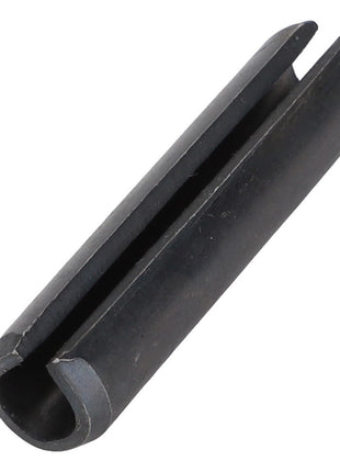 Close-up image of the AGCO PIN - D42621900, a black cylindrical spring pin featuring a slit along its length. No current product description information is available.