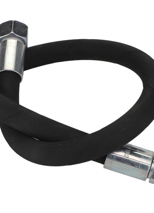 No current product description is available for the AGCO | Hydr. Hose - 4282701M2, a coiled black rubber hose with metal fittings at both ends, used for connecting and directing fluid flow in various systems. This high-quality hydraulic hose is offered by the reputable brand AGCO, ensuring durability and reliability in various applications.