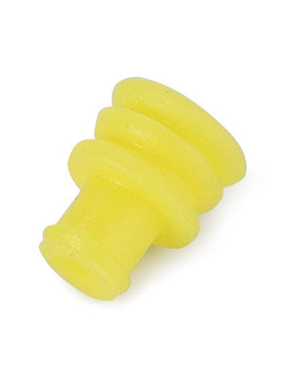 A small, yellow rubber end cap with three ridges, identified as the AGCO | Wire Seal - D44900812 by the brand AGCO, currently has no product description available.