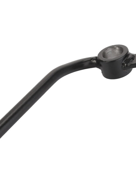 The AGCO Lever - Acp0337360 is a black, curved metal lever with a circular base and a hole for attachment. No current product description available.