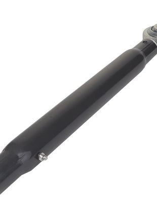An AGCO Tube - Acp0278830, a black automotive control arm with a threaded section and a spherical joint at one end.