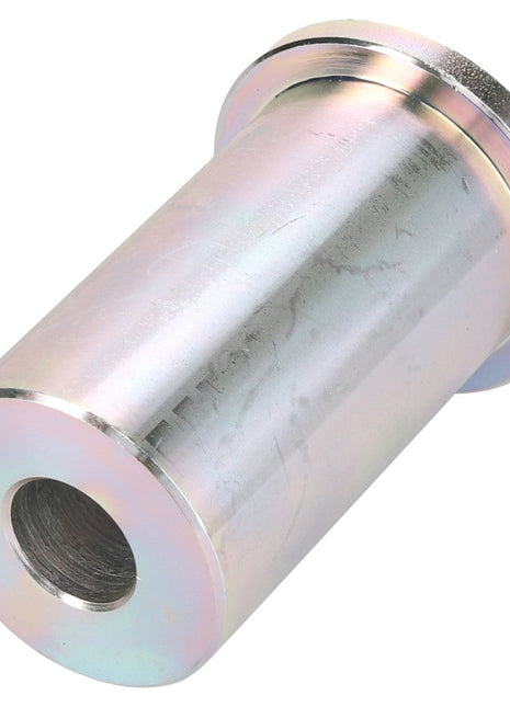 A close-up of the AGCO Bush - Fel151182, a cylindrical metal component featuring a hollow center and flanges on both ends.