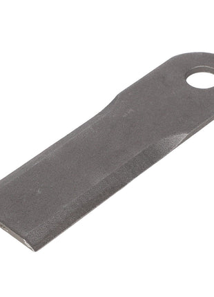 A flat, gray metal tool known as the AGCO Straight Blade - Acw0885260 features a hole at one end and a rectangular blade at the other end.