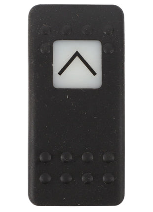 Image of the AGCO | SWITCH - D45050014, a black tactile button featuring raised dots and an upward arrow symbol, set against a plain white background. Sorry, there are no relevant SEO keywords available for further enhancement.