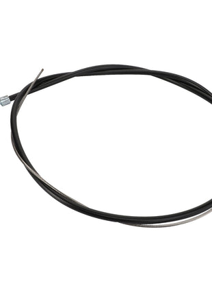 No current product description available for the AGCO Control Cable - La320437000, a long, black, coiled cable with metal connectors at both ends, designed for mechanical or electronic purposes.