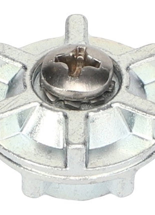 Close-up image of the AGCO Pulley - Acw1421360 featuring a metal T-bolt fastener with a cross-shaped screw head and multiple ridged edges. No current product description available.