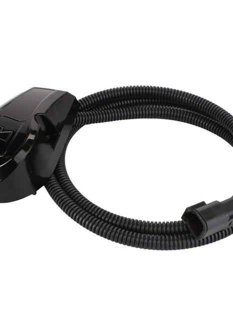 A coiled black hose attached to a dark rectangular component, likely an electrical connector or part of a machinery system, identified as the AGCO Angle - Acp0295120. No current product description available.