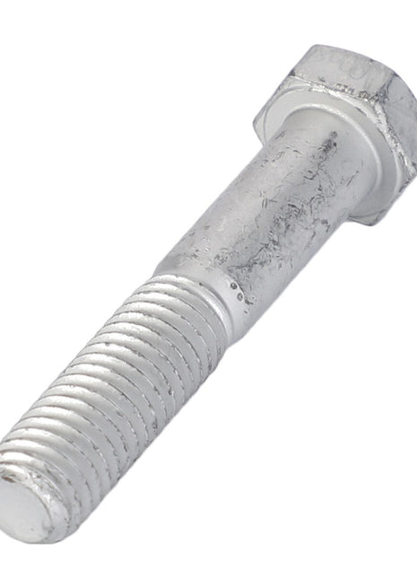 Close-up of the AGCO Hex Head Bolt - AG562490, featuring a threaded metallic shaft and hexagonal head. The bolt displays signs of wear and light corrosion.
