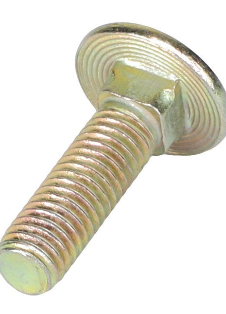 A close-up image of the AGCO | ROUND HEAD SQUARE NECK CARRIAGE BOLT - ACP0127460, featuring a threaded shaft and a round, ridged head perfect for your next project. For ordering or product questions, please contact support.