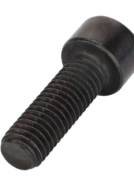The AGCO | Socket Head Setscrew - Acw0996390 is a sleek black metal hex socket cap screw with a threaded shaft and cylindrical head, perfect for various applications.
