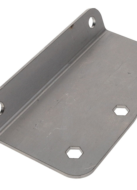 Introducing the AGCO Bracket - Acw1756170 by AGCO, a metal bracket designed with a right angle, featuring two holes on the upright side and two hexagonal slots on the flat base. Note that there is no additional product description information currently available.