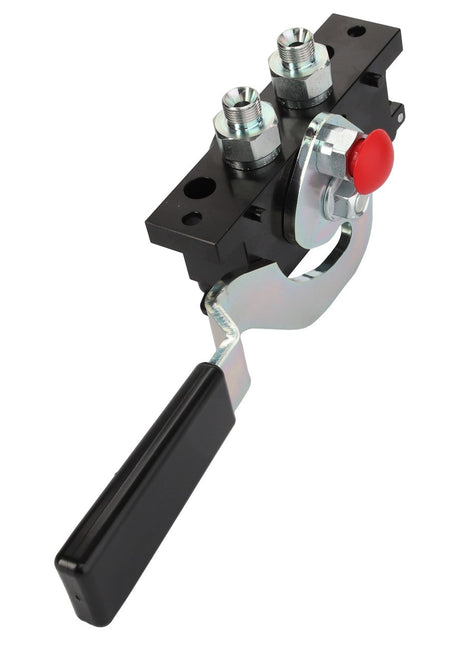The AGCO | Selector - Acp0293360 is a hydraulic directional control valve featuring a black handle and a red button. Currently, there is no detailed product description available for this item.