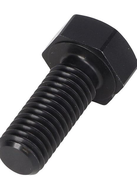 The AGCO Screw Acw4690290 is a black hex bolt featuring a partially threaded shank and a distinctive hexagonal head.