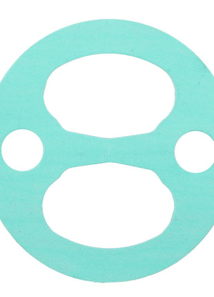 The AGCO | Seal - F100004154482 is a green circular gasket featuring two large oval holes in the center and two smaller circular holes on each side. Currently, there is no additional product description available.