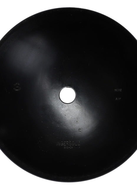 A black, round disc with a central hole. Text on the disc reads "AGCO," among other inscriptions. No current product description available. The product is identified as AGCO | Smooth Blade, 5/16 X 24" - Acp0017080.