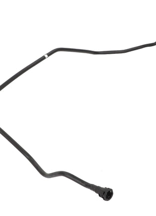 The AGCO | Hose - Acw3520540, a black automotive fluid line featuring bends and connectors on both ends, is displayed against a white background. No current product description information available.