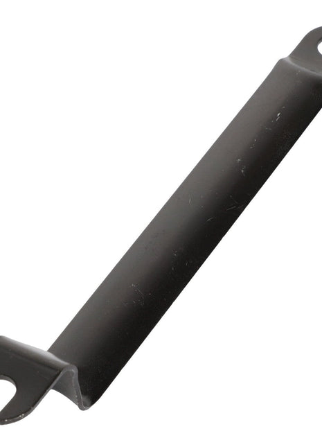 The AGCO | GUIDE - AL5215067 by AGCO is a metal tool characterized by its flat, elongated body with a U-shaped notch at one end and a circular hole at the other. Unfortunately, no current product description information is available for this specific model.