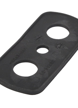The AGCO | Grip - Acw640034A by AGCO is a rectangular black rubber gasket featuring three circular holes of varying sizes.