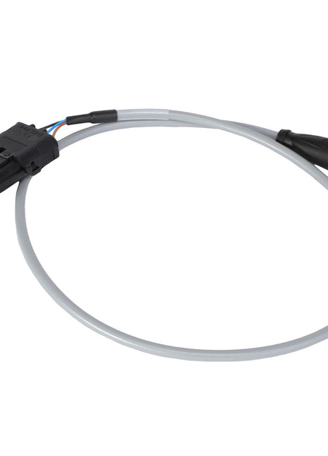 Introducing the AGCO | CABLE - AG332172: This coiled cable features a black rectangular connector on one end and a cylindrical connector with a ridged grip on the other end.