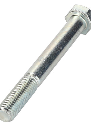 A close-up of the AGCO Hexagonal Head Bolt - Fel116538, a metal hex bolt partially threaded with a hexagonal head.
