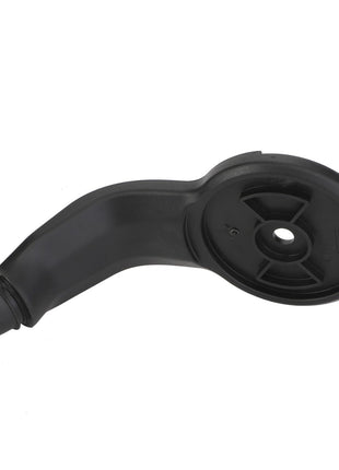 The AGCO | Support Arm - Acv0760170 is a black, plastic mechanical component with an elongated shape, featuring a circular section with a central hole and three spokes. It appears to be part of machinery or an automotive system.
