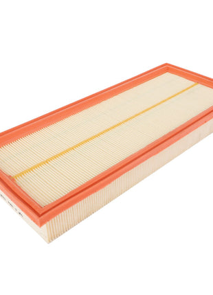 The AGCO AIR FILTER - D49070286 features an orange frame and a pleated paper element for optimal performance.