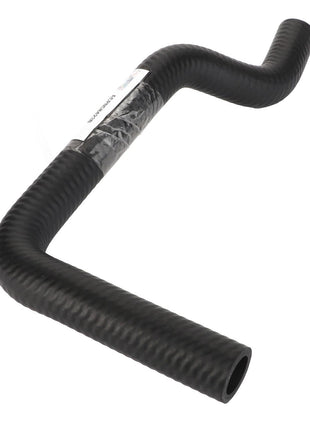 An AGCO Pipe - Acp0584230, branded AGCO, featuring a black, ribbed rubber construction with an angled bend and a clearly marked product label located near the bend.